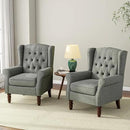 Accent Chair, Upholstered Armchair with Button Tufted High Back & Solid Wood Legs, Comfy Wingback Reading Single Sofa Chair for Small Spaces, Living Room, Bedroom (Grey, Set of 1) by CozyNest Decor