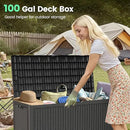 100 Gallon Storage Box, Waterproof Resin Deck Box with Hydraulic Piston Design, Lockable Storage Bench for Package Delivery, Storage Bin for Patio Cushions, Garden Tools, Black by CozyNest Decor