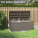 150 Gallon Resin Deck Box, Large Indoor and Outdoor Storage Box, Weatherproof and UV Resistant Outdoor Storage Box with Built-in Steel Beams for Patio, Cushions, Pool Supplies by CozyNest Decor