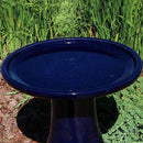 Sunnydaze 21" H Ceramic Bird Bath for Outside - Hand-Painted Outdoor Bird Bath Bowl, UV/Frost-Resistant Finish - Dark Blue - Cut Out Pedestal by GreenHaven Gardens