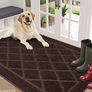 BEQHAUSE Dirt Trapper Door Mat 36" x 60", Doormat Non-Slip Entryway Rugs Washable, Dog Door Mat Stain Resistant and Absorbent Welcome Floor Mat for Front Back Door, Muddy Wet Shoes & Paws, Brown by CozyNest Decor