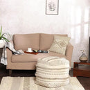 REDEARTH · Tufted Pouf Ottoman with Filler Textured Storage Cube Bean Bag Pouffe Footrest for Living Room, Bedroom, Nursery, Kidsroom; 100% Cotton (17.5"X17.5"X17.5", Geometric Craft Taupe) by CozyNest Decor
