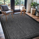 CAMILSON Indoor Outdoor Rug, 6x9 Bordered Dark Grey Black Modern Area Rugs for Indoor and Outdoor Patios, Kitchen and Hallway Mats, Washable Porch Deck Outside Carpet (Bordered Black, 6 x 9) by GreenHaven Gardens