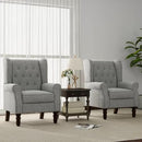 Accent Chair, Upholstered Armchair with Button Tufted High Back & Solid Wood Legs, Comfy Wingback Reading Single Sofa Chair for Small Spaces, Living Room, Bedroom (Light Grey, Set of 2) by CozyNest Decor