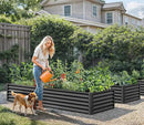 YITAHOME 6x3x1.5ft Large Raised Garden Bed Kit, Galvanized Metal Planter Box with Gloves, Ground Nails, Support Rod, Outdoor Above Ground Planters for Plants Vegetables Flowers, Black by GreenHaven Gardens