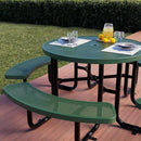 Metal Picnic Tables for Outdoors with Umbrella Hole - Coated Steel Heavy Duty Commercial Grade Table with Adjustable Seats (Green, 46 in, Round, Punched Steel) by GreenHaven Gardens