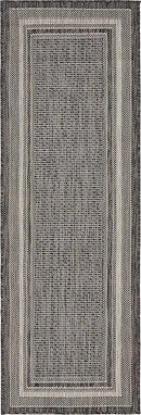 Unique Loom Outdoor Border Collection Area Rug - Soft Border (2' x 6' 1" Runner, Black/ Ivory) by GreenHaven Gardens
