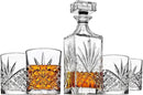 Godinger Dublin Whiskey Decanter, Liquor Decanter with 4 Double Old Fashioned Glasses, Barware, Glassware & Drinkware, for Whiskey, Liquor, Scotch & More, 750ML by CozyNest Decor