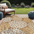 Beverly Rug Outdoor Rug 5x7 Modern Exotic Tropical Leaf Area Rugs for Indoor and Outdoor Patio Deck Porch Garden Water Resistant Washable Outside Carpet (5 x 7 Wooden) by CozyNest Decor