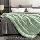 Cozy Bliss Faux Fur Throw Blanket for Couch, Fuzzy Soft Plush Thick Bubble Blanket for Sofa Bedroom Living Room, 108 * 90 Inches Sage Green by CozyNest Decor