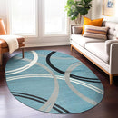Rugshop Modern Wavy Circles Design Oval Area Rug 5' x 7' Blue by TinyTreasures Baby Boutique