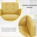 Yaheetech Mid-Century Accent Chairs, Modern Upholstered Living Room Chair, Cozy Armchair Button Tufted Back and Wood Legs for Bedroom/Office/Cafe, Yellow by CozyNest Decor