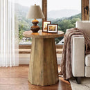 Tribesigns Round Pedestal End Table, Farmhouse Couch Side Table with Octagonal Base, Nightstand Accent Wooden Drink Stand (2, Rustic Brown) by CozyNest Decor