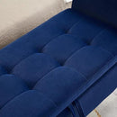 Furniliving Storage Ottoman Bench, Velvet Benches End of Bed Bench with Solid Wood Legs Upholstered Ottoman Bench with Storage Indoor Bench for Living Room with Rolled Arm, Entryway, NavyBlue by CozyNest Decor