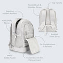 Bentgo Kids 2-in-1 Backpack & Insulated Lunch Bag - Glitter Designed 16” Backpack for School & Travel -, Durable, Water Resistant, Padded, & Large Compartments (Glitter Edition - Silver) by TinyTreasures Baby Boutique