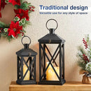 Glitzhome Modern Farmhouse Wooden Lantern Hanging Decorative Candle Lantern for Outdoor & Indoor Black Set of 2 (No Glass) by CozyNest Decor