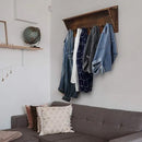 WEBI Coat Rack Wall Mount with Shelf,8 Peg Hooks,34" Long Rustic Entryway Wall Shelf with Hooks Underneath for Hanging Coats,Clothes,Bathroom,Rustic Brown by CozyNest Decor