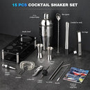 Cocktail Shaker Set Bartender Kit : 15-Piece Stainless Steel Bartender Kit with Acrylic Stand Bars Set with All Practical Bars Accessories, Bar Tools for Drink Mixing, Bar, Home, Lounge & Party by CozyNest Decor
