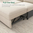 HONBAY Sectional Couch with Pull Out Bed, Sectional Sleeper Sofa with Storage, U Shape Couches for Living Room, Velvet Beige by CozyNest Decor