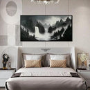 Hand Painted Mountains Painting for Living Room - Waterfall Canvas Wall Art for Office - Large Framed Wall Art Bedroom Size 29" x 59" by CozyNest Decor