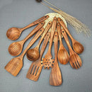 Wooden Spoons for Cooking,10 Pcs Natural Teak Wooden Kitchen Utensils Set Wooden Utensils for Cooking Wooden Cooking Utensils Wooden Spatulas for Cooking by CozyNest Decor