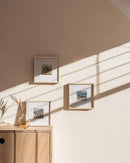 HAUS AND HUES Solid Oak Wood 8”x8” Picture Frames Matted to 4”x4” Set of 3-8x8 Standard Square Picture Frames, Natural Wood Picture Frames 8x8 Square, Matted Picture Frame 8x8 (Beige Oak Frames) by CozyNest Decor