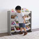 Humble Crew Kids Toy Storage Organizer with 12 Plastic Bins, Grey/White – Removable Bins for Playroom, Bedroom, Toddler Furniture for Boys and Girls Ages by TinyTreasures Baby Boutique