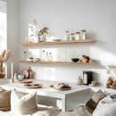 48 Inch Floating Shelves for Wall Rustic Light Wood Wall Shelves for Bedroom Set of 4 by CozyNest Decor