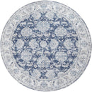 jinchan Round Rug 4ft Area Rugs Vintage Floral Distressed Design - Machine Washable Non-Slip Low-Pile Ultra-Thin Circle Rug for Entryway Bedside Living Room Dining Room Bedroom (4' Round,Dark Blue) by TinyTreasures Baby Boutique