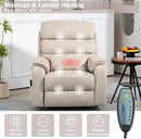 Power Lift Recliner Chair for Adults Elderly Lay Flat Velvet Recliners with Massage Heating, Extended Footrest, Wireless Charging Device, USB Ports, Cup Holder, Lumbar Pillow by CozyNest Decor