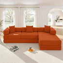 108" Oversized Convertible Sleeper Sofa Bed, Corduroy L Shape Sectional Couch, Folding Sofa Bed with Side Pocket, Modern Cloud Floor Mattress Couch, Modular Sofa for Living Room, Orange by CozyNest Decor
