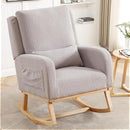 Rocking Chair Nursery, Sherpa Nursing Rocking Chairs, Upholstered Nursery Glider Rocker for Mom Nursery Morden Accent Rocking Chair Pillow for Living Room,Bedroom,Teddy Light Grey by TinyTreasures Baby Boutique