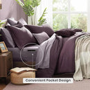 Monbix Queen Comforter Set - 7 Pieces Cationic Dyeing Italian Plum Bed in a Bag Queen Bedding Sets with Comforter, Sheets, Pillowcases & Shams, Reversible Bedding Comforters Sets by CozyNest Decor