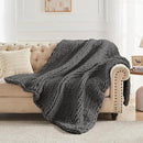 Carriediosa Chunky Knit Throw Blanket 50" X 60", 100% Hand Made Large Chenille Loop Yarn Soft Fluffy Throws for Couch Sofa Bed, Big Crochet Cozy Heavy Thick Cable Woven Blankets, Dark Grey by CozyNest Decor