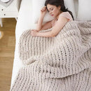 Battilo Chunky Knit Throw Blanket, Soft and Thick Chenille Throw Blanket, 50"x60" Handmade Cable Knit Crochet Blanket, Large Rope Knot Throw Blankets for Couch Sofa Bed Home Decor, Taupe by CozyNest Decor