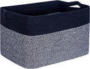 MINTWOOD Design 22in Extra Large Blanket Basket Holder for Living Room, Rectangle Rope Woven Storage Bin with Handles for Laundry, Pool Towels, and Shoes, Dog Toy Box Organizer, Navy Blue by GreenHaven Gardens