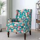 Lumibee Wingback Accent Chair,High Back Floral Armchairs in Fabric,Comfy Upholstered Reading Single Sofa Chair with Solid Wood Legs for Living Room,Bedroom,Office-Peacock Blue by CozyNest Decor