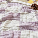 EMME Checkered Cotton Blanket Twin Large 60"x80" 100% Muslin for Couch Breathable Cooling Gauze All Season Soft and Lightweight (Lavender) by CozyNest Decor