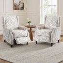 UIXE Recliner Chairs Set of 2, Fabric Upholstered Armchair Pushback Accent Chair for Living Room, Floral Rivet Trim Club Chair Home Theater Single Sofa Bedroom Side Reading Seat - Beige Pattern by CozyNest Decor