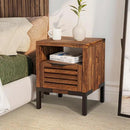 Bme Millie Solid Acacia Wood Rustic Nightstand with Drawers & Open Shelf, Pre-Assembled Industrial Modern Side Table for Living Room, Bedroom by CozyNest Decor