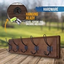 HBCY Creations Dark Wash Brown Rustic Coat Rack Wall Mount with 5 Hooks, Solid Pine Wood 24 inch Wall Hooks for Entryway, Mudroom, Hallway, Bathroom - Vintage Farmhouse Style Wall Mounted Towel Rack by CozyNest Decor