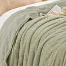 EMME Muslin and Fleece Throw Blanket Reversible - 50"*60" Sage Green Soft Warm Throw Blankets for Couch Bed Picnic Travel Bed by CozyNest Decor