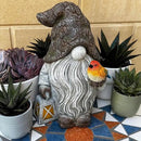 Mood Lab Garden Gnome - Stone Gnome Figurine - 9.1 Inch Tall Lawn Statue with Bird - for Outdoor or House Decor by CozyNest Decor
