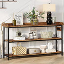 IRONCK Console Table, Sofa Table with Power Outlet, Farmhouse Hallway Table for Entryway, Living Room, Height Adjustable, Easy Assembly, Rustic Brown,55" by CozyNest Decor