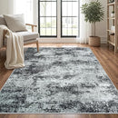 Washable Rug 6x9 Area Rugs: Abstract Washable Rugs with Non-Slip Backing, Stain Resistant Indoor Floor Carpet for Bedroom Dining Room Table Nursery Hallway Home Office Dark Black/Gray by TinyTreasures Baby Boutique