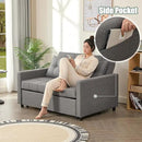 52" Sleeper Sofa with Pull-Out Bed, 3-in-1 Convertible Sofa Bed, Loveseat with Stepless Adjustable Backrest and Side Pocket, for Living Room Dorm Apartment, Linen, Light Gray by CozyNest Decor