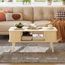 LAZZO Coffee Table with Storage Center Table for Living Room Rectangle Coffee Table with Rounded Edges,Easy Assembly, Natural Wood by CozyNest Decor