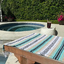 Del Mex Classic Mexican Blanket, Large Authentic Woven Falsa Throw (70"x50"), Artisan Southwest Décor for Beach, Yoga, Outdoors (Mint/Tan) by CozyNest Decor