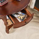 MODERION Solid Wood End Table with Drawer, Oval Sofa Side Table, Storage Shelf, Living Room Corner Table, Nightstand, 24”H Cherry Walnut CJZ1533WD-DR by CozyNest Decor