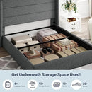 Allewie Queen Size Lift Up Storage Bed, Modern Wingback Headboard, Hydraulic Support, No Box Spring Needed, Dark Grey by CozyNest Decor